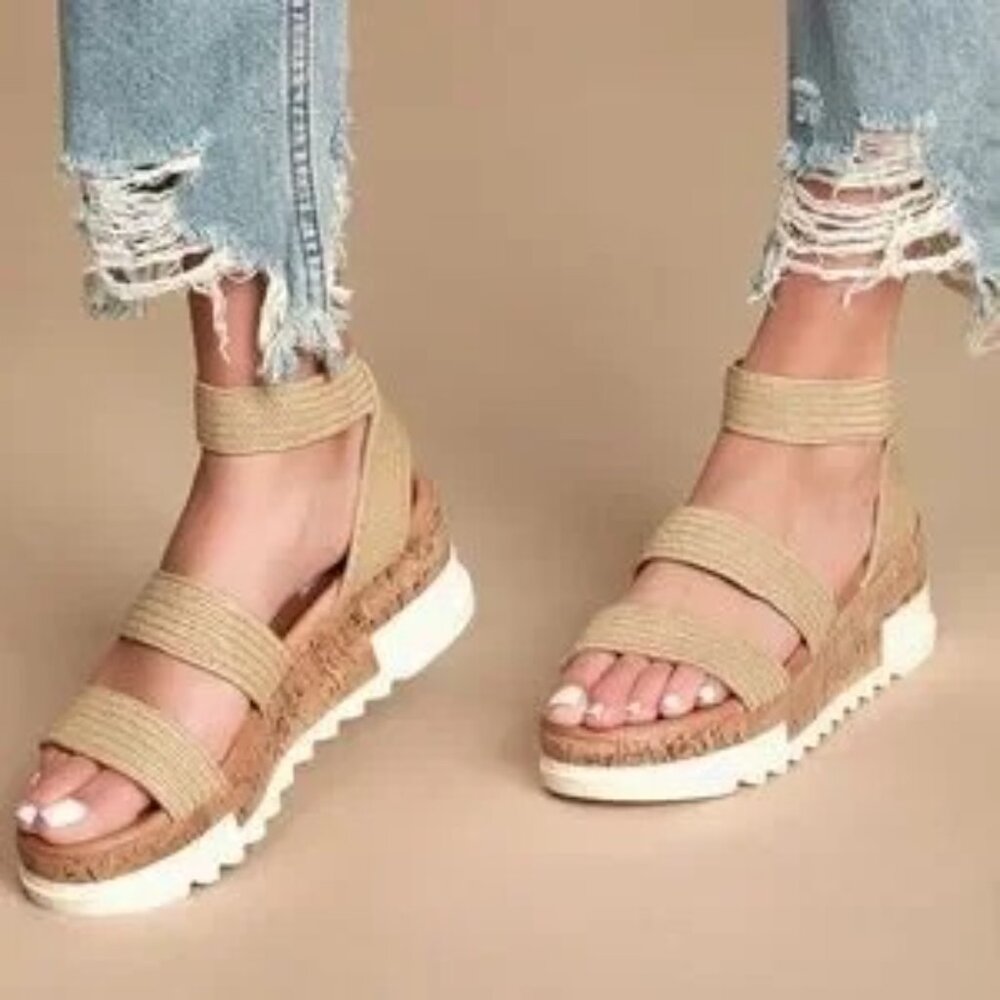 Steve Madden Bandi Espadrille Platform Sandal | Natural Raffia | Size 8.5 - Picture 2 of 16